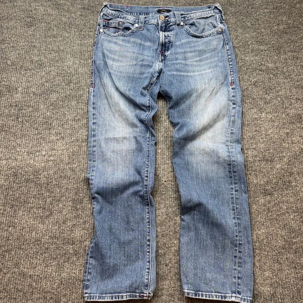 True Religion Ricky Mens 38x33 Relaxed Straight Jeans Horseshoe Denim Y2K